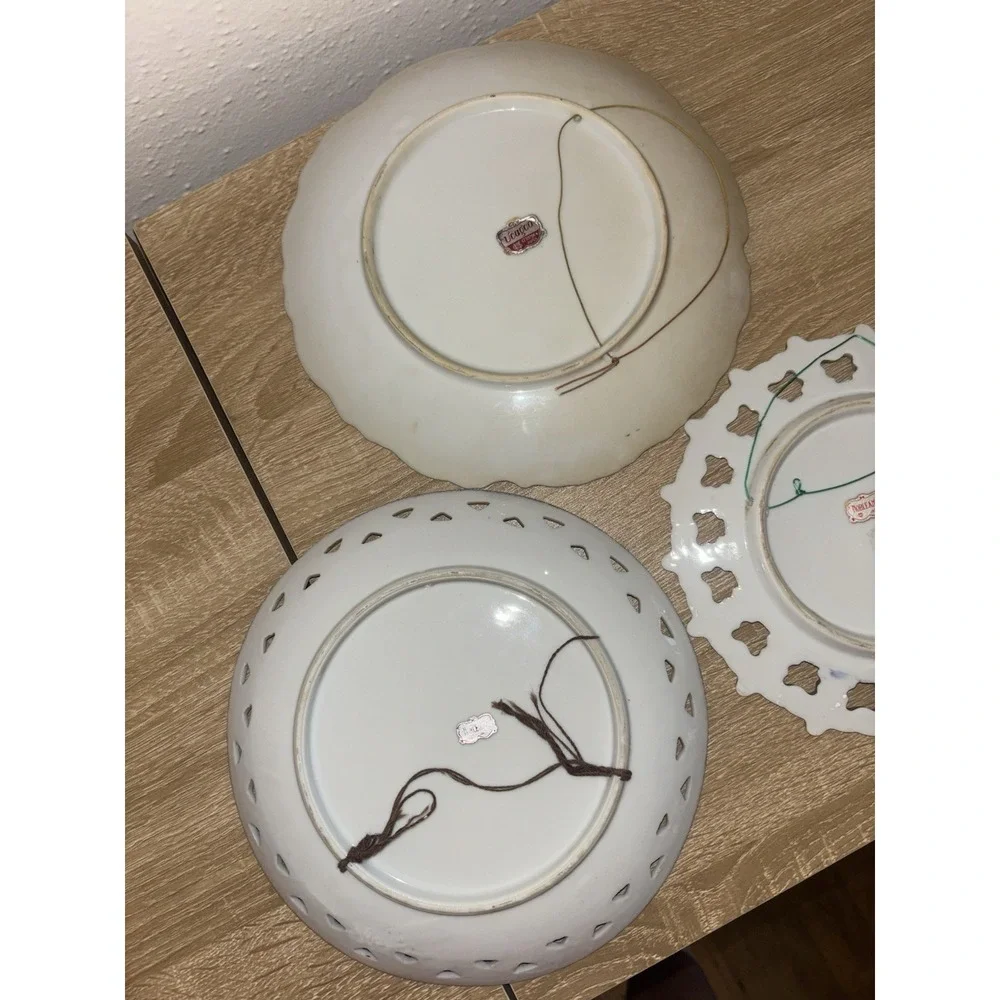Vintage Mid-Century Japanese Reticulated Decorative Wall 3Plates Norleans Ucagco